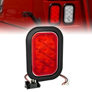Red 5" x 3" Rectangular LED Trailer Tail Light Kit [DOT FMVSS 108] [SAE I6 P2 S2 3T] [Grommets & Plugs] [Submersible] [Stop Turn Tail Brake] [10 LED] Brake Lights for Tow Truck 80 Inch Wide Trailer