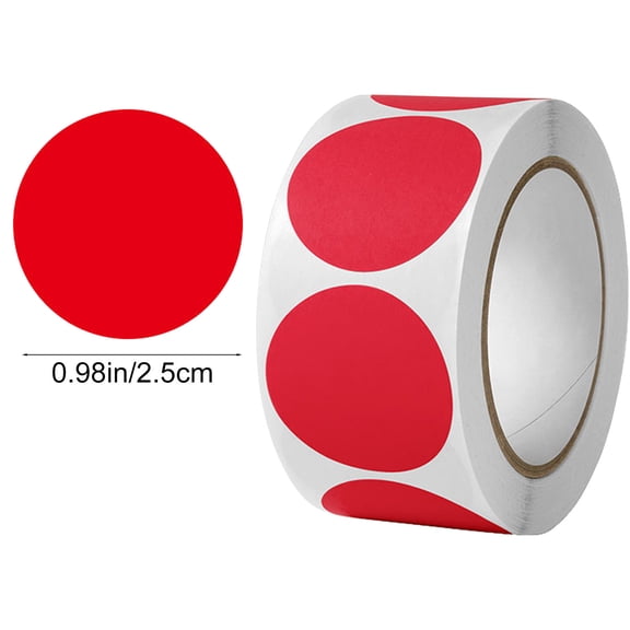 Red 500 Pieces Round Color Coding Dot Stickers In Bold Red 2.5Cm Diameter For Urgent Markings Dynamic Craft Projects And Passionate Themed Decorations