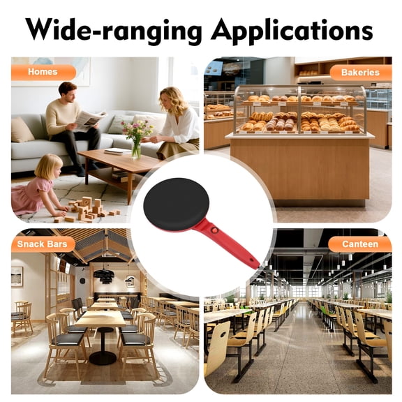 Red 550W Electric Crepe Maker - Non-stick Die-cast Aluminium 7.87in Griddle for Home, Bakery, Snack Bar, School, Restaurant, Canteen