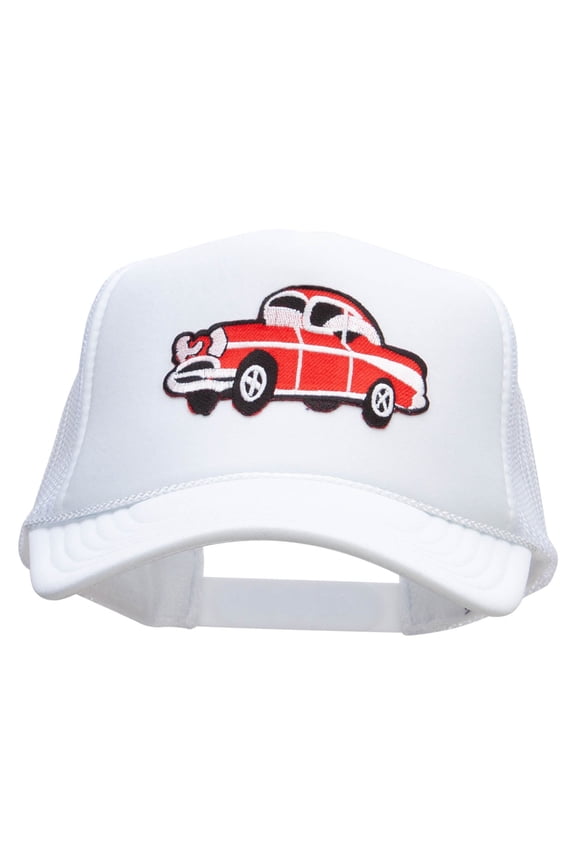 Red 57 Chevy Patched Foam Front Golf Style Mesh Back Cap - White OSFM