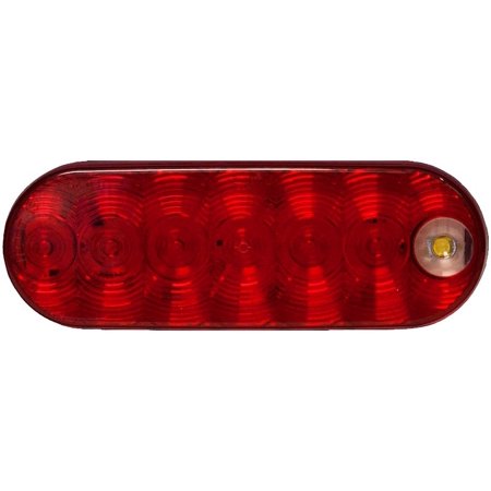 Red 6" 7 LED Oval Stop Turn Brake Truck Trailer RV White LED Reverse Light