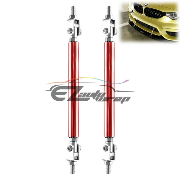 Red 6"-8" Adjustable Front Rear Frame Car Bumper Lip Splitter Strut Rod Support