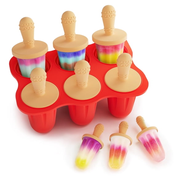 Red 6-Cavity 2oz Food-Grade Silicone Ice Pop Maker
