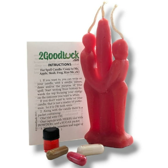 Red 6 Inch Lovers Adam & Eve Unity Couple Candle KIT - Love Ritual - Fall in Love with Me Spell.