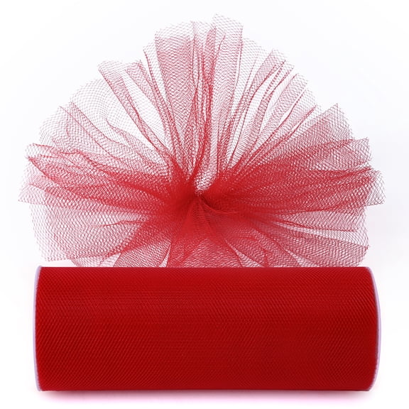 Red 6 Inch Tulle Mesh Fabric, 25 Yards, Multiple Colors