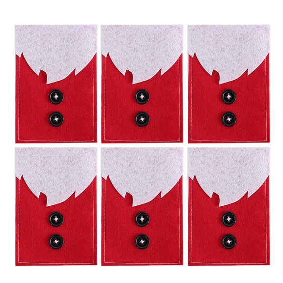Clispeed Red Christmas Silverware Bags Festive Pattern for Dinner Party
