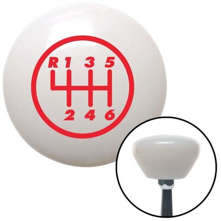 Red 6 Speed Shift Pattern - 6DR-RUL White Retro Shift Knob with M16 x 1.5 Insert Brody