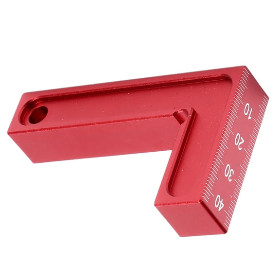 Red 6061 Aluminum Alloy 90 Degree Positioning Square Ruler for Woodworking Cabinet Assembly 75x45mm