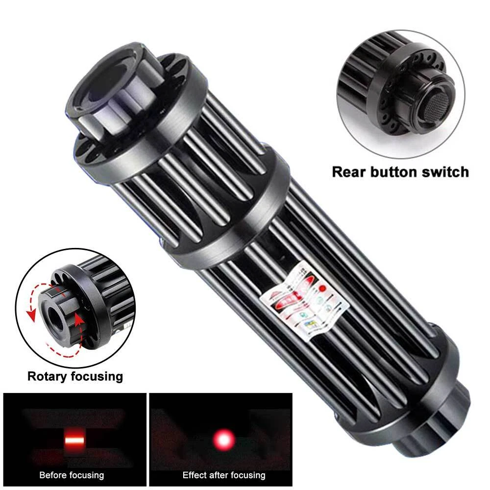 Red 650Nm Rechargeable Beam Light High Power Laser W/5 Caps