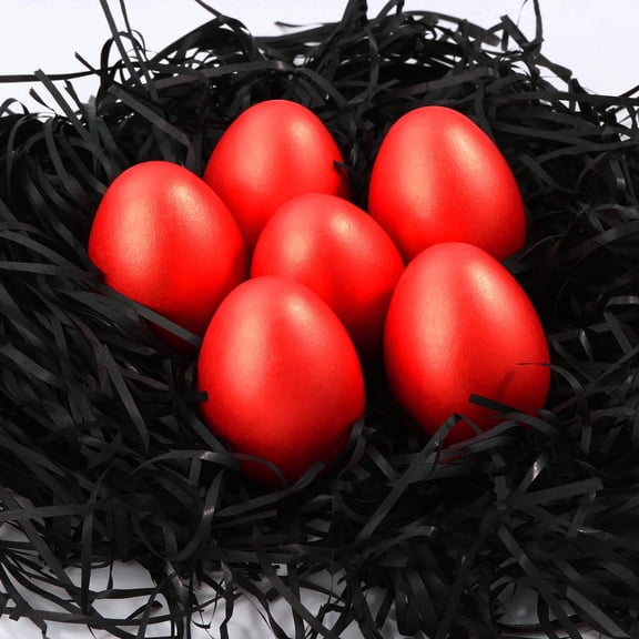 Red 6Pc Solid Wooden Easter Eggs Simulation Fake Eggs 2.3 Inch Red Spring Craft Party Decoration