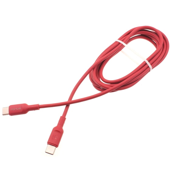 Red 6ft Long Cable USB-C to Type-C for OnePlus 11 5G/12 5G/12R 5G/13/13R - PD Fast Charger Cord Power Wire Sync TPE