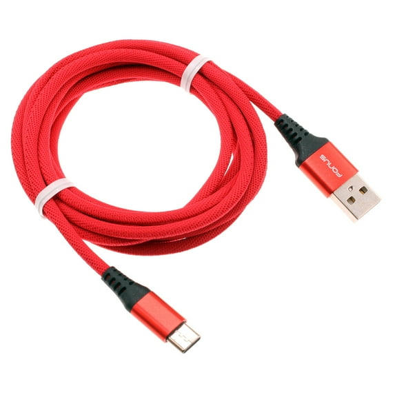 Red 6ft USB-C Cable for Kyocera DuraXE Epic/DuraForce Pro 2/DuraSport 5G - Type-C Charger Cord Power Wire Long Braided for Kyocera DuraXE Epic/DuraForce Pro 2/DuraSport 5G