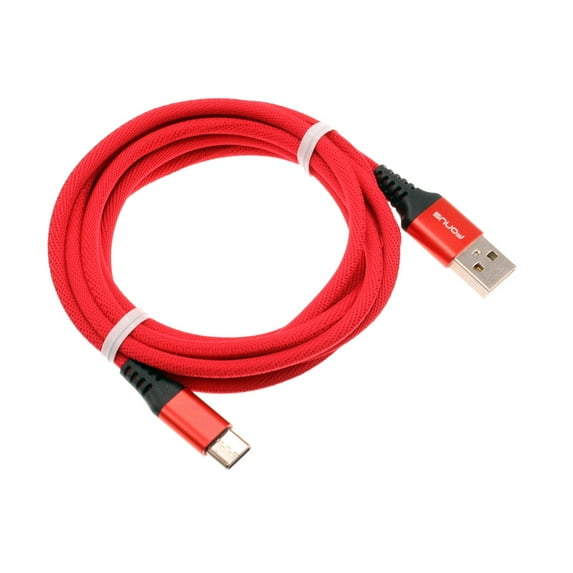 Red 6ft USB-C Cable for OnePlus Nord N300/N200/N30 - Type-C Charger Cord Power Wire Long Braided for OnePlus Nord N300/N200/N30