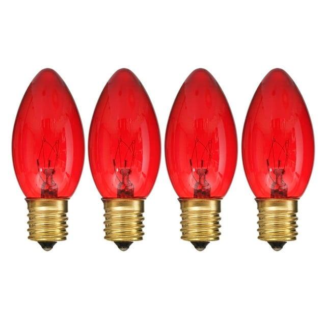 Red 7Watt Incandescent C9 Replacement Christmas Bulbs, 4 Count, by