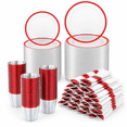 Ruby Ware Warehouse Red 700 Piece Plastic Dinnerware Set for 100 Guests, Disposable Party ...