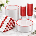 Ruby Ware Warehouse Red 700 Piece Plastic Dinnerware Set for 100 Guests, Party Supply Set ...