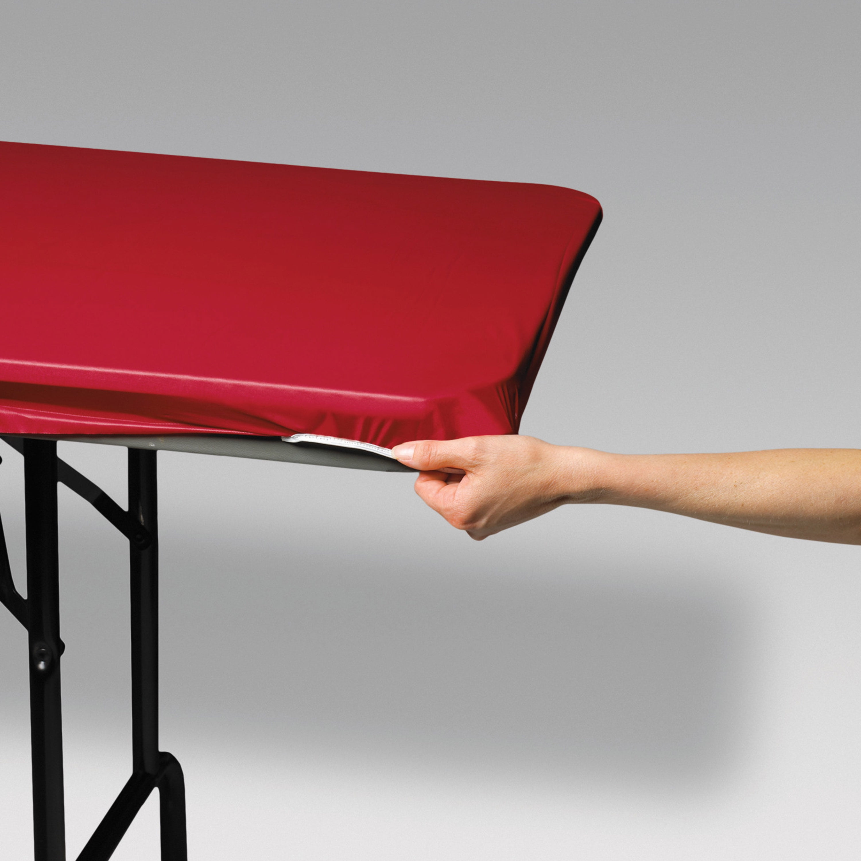 Red 72" x 29" Plastic Stay Put Tablecloths 3 Count