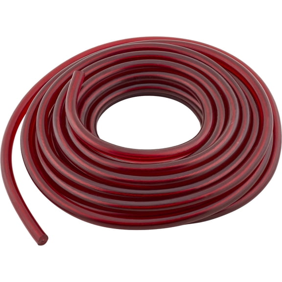 Speedway Motors Red 7mm Solid Core Spark Plug Wire, 20 Ft Length, Transparent Insulation Shows Woven Core, Cut to Fit Universal Wire for Custom Engine Routing