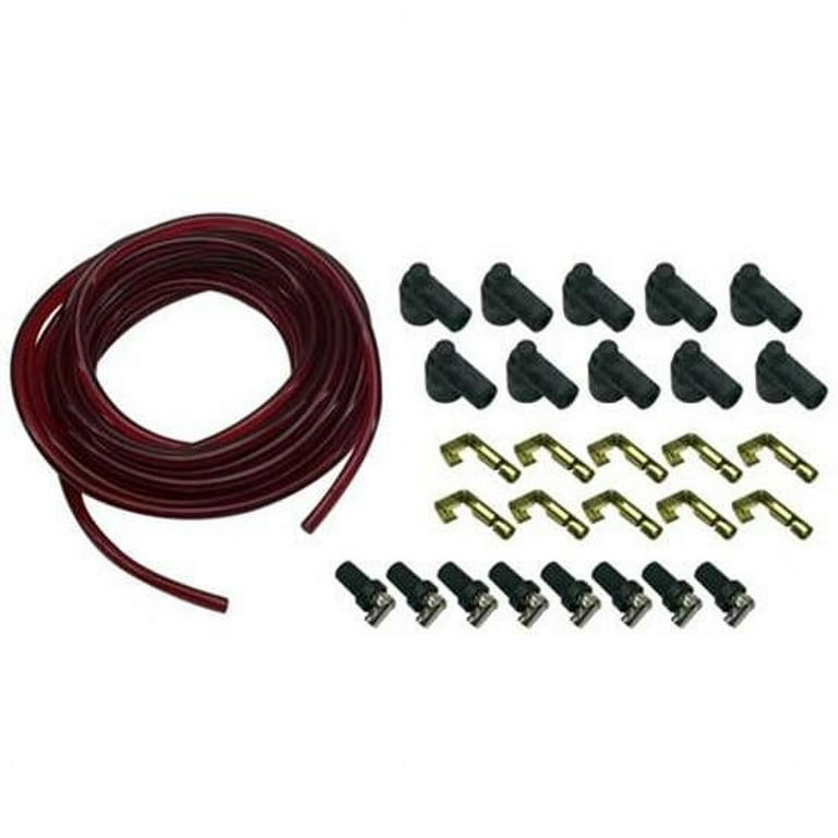 Red 7mm Solid Core Spark Plug Wires Kit With 90 Degree Rajah Ends 