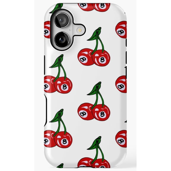 Red 8-Ball Cherries Retro Gamer Art Fun Pattern Phone Case for iPhone 17 16 15 14 13 12 11 Pro Max