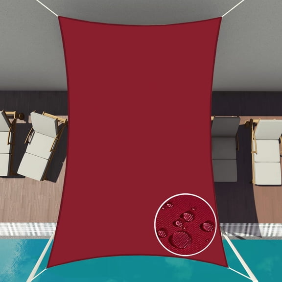 Red 8' x 19' Rectangle Sun Shade Sail Outdoor Cover