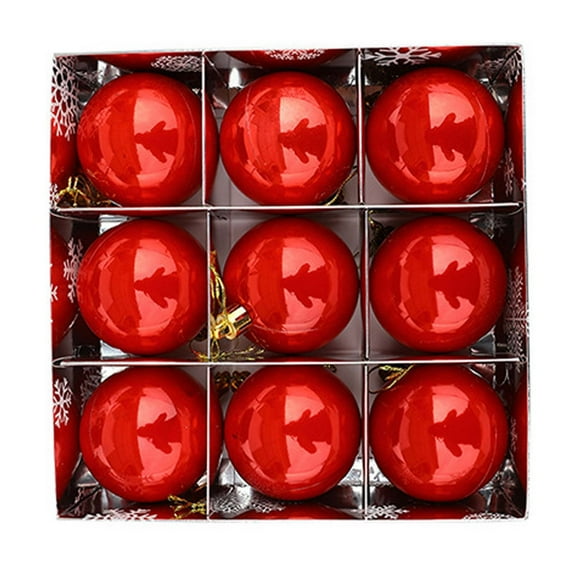 Red 9-Pack Pearlized Plastic Christmas Balls, 6Cm Iridescent Ornaments For Tree Decoration, Elegant Gift Box Set For Holiday Home Decor