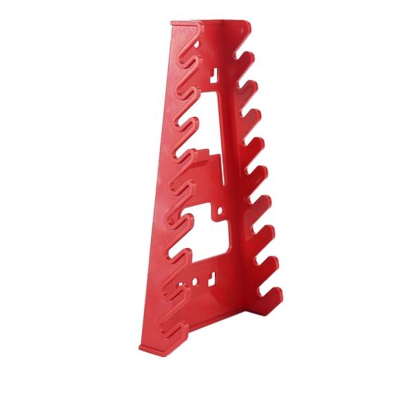 Red 9 Slot Wrench Organizer ABS 22.5x5.6x12.2cm Easy One handed Use Hangable on Wall or Tool Cart