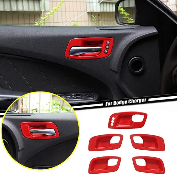 Red ABS Car Interior Door Handle Bowl Cover Trim for Dodge Charger 2011-2023 for Chrysler 300C 2011-2021
