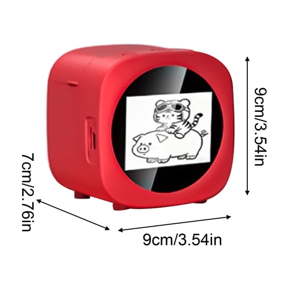 Red AI Sticker Box Printer, Smart AI Voice Stickerbox Printer Maker with Display, Mini Thermal Label Printer, Inkless Portable Sticker Box for Home, Office, Study & DIY Projects