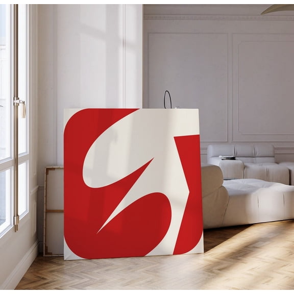 Red Abstract Art Poster Minimalist Modern Square Poster, 12x18 UNFRAMED