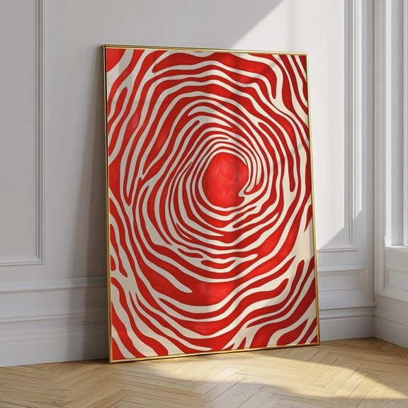 Red Abstract Bold Mid Century Modern Wall Poster UNFRAMED PAPER POSTER, Home Decor