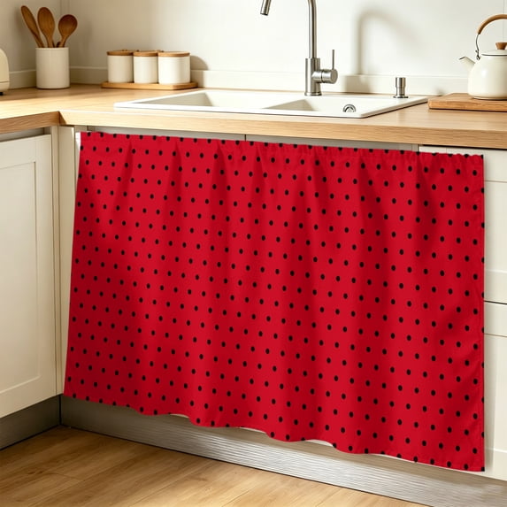 Red Abstract Cabinet Curtains for Shelves, Polka Dots Modern Minimalist ...