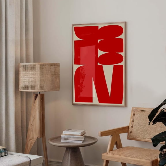 Red Abstract Contemporary Minimalist Gallery Wall Art, Stretched Canvas 12x16in