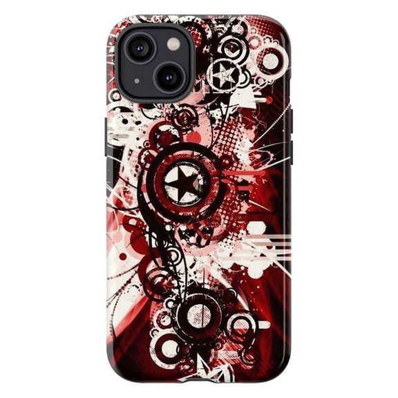 Red Abstract Geometric Phone Case, Modern Star and Circle Graphic iPhone Cover, Stylish Artistic Protective Case for iPhone 17 16 15 14 13 12 11 Pro Max Plus Mini
