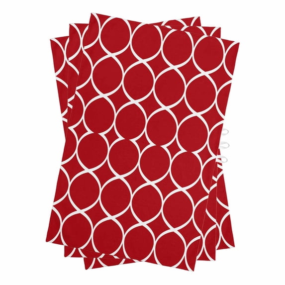Red Abstract Kitchen Towels Set of 3, Water Absorbent Dish Towel, Modern White Geometric Twisted Art Decorative Hand Towels - Quick Drying Cloth for Cooking Baking, 18x28 Inch
