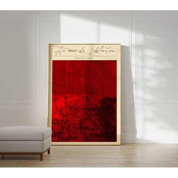Red Abstract Modern Minimalist Wall Art 2, Unframed Canvas 12x16in