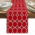 thumbnail image 1 of Red Abstract Table Runner - 60 Inch Long, Kitchen Dining Table Runner Dresser Scarves, Modern White Geometric Twisted Art Farmhouse Decor for Coffee Tables Wedding Party Banquet, 1 of 8