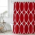 thumbnail image 1 of Red Abstract Waterproof Fabric Shower Curtain,Modern White Geometric Twisted Art Waterproof Fabric Shower Curtain for Bathroom Curtains Bathtubs Hotel Shower Curtains with 12 Hooks Standard 60x72, 1 of 8