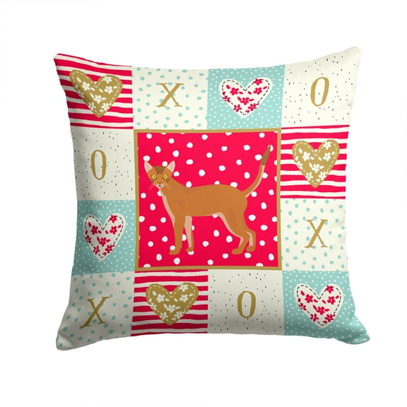 Red Abyssinian Cat Love Fabric Decorative Pillow Red