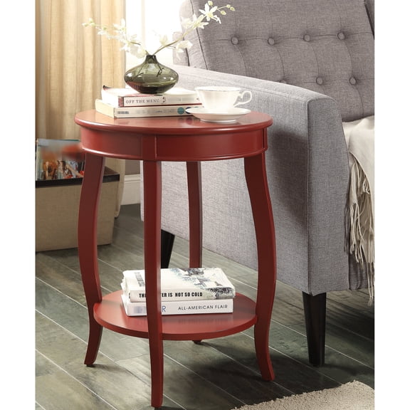Red Accent Table with Shelf | Open Storage for Organizing | Have a 12lb Lightweight Product