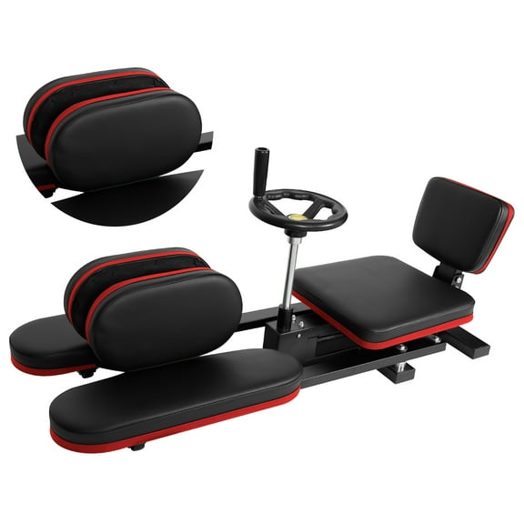 Red Accented Stretching Device, 38.6" Depth Frame, Comfort Grip, Black Leg Stretcher Machine, Splits Flexibility Trainer, built for Gym, Home, Recovery