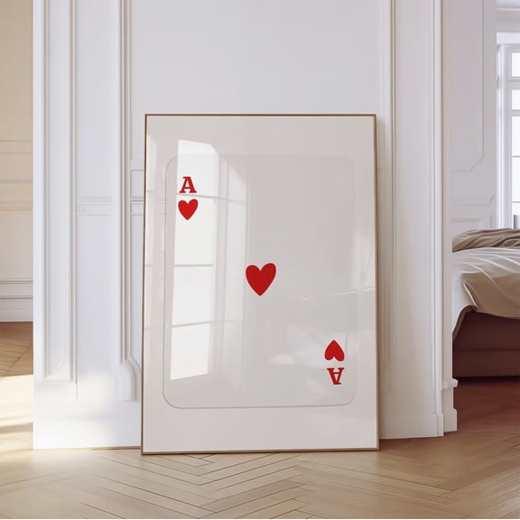 Red Ace Of Hearts Poster Trendy Retro Wall Art Y2K Decor Playing Card Poster Trendy Wall Art Trendy Aesthetic Poster Wall Art Home Decor, 24x36 UNFRAMED