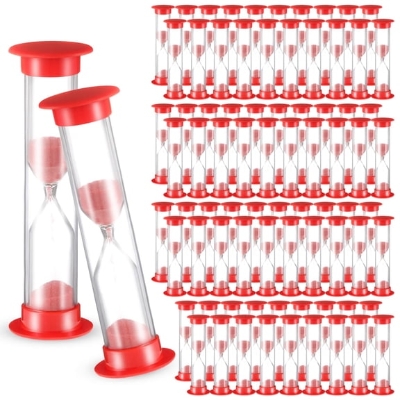 Red Acrylic 1 Minute Sand Timers Set of 80 Classroom Hourglass Game Timer for Kids Preschool Teacher Supplies 3.35 x 0.98 x 0.98 Inches