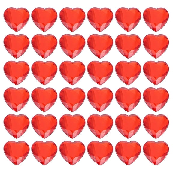 Red Acrylic Heartshaped Baubles for Wedding Decor Lightweight Compact Size 100pcs
