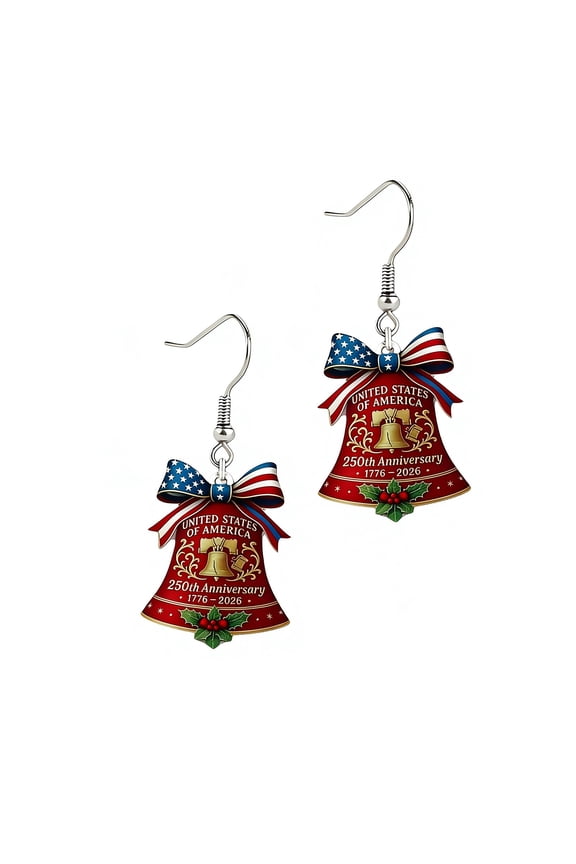 Red Acrylic Lightweight Dangle Earrings, Elegant Everyday Fine Jewelry for Women, 250th Anniversary Bow Motif, 3cm