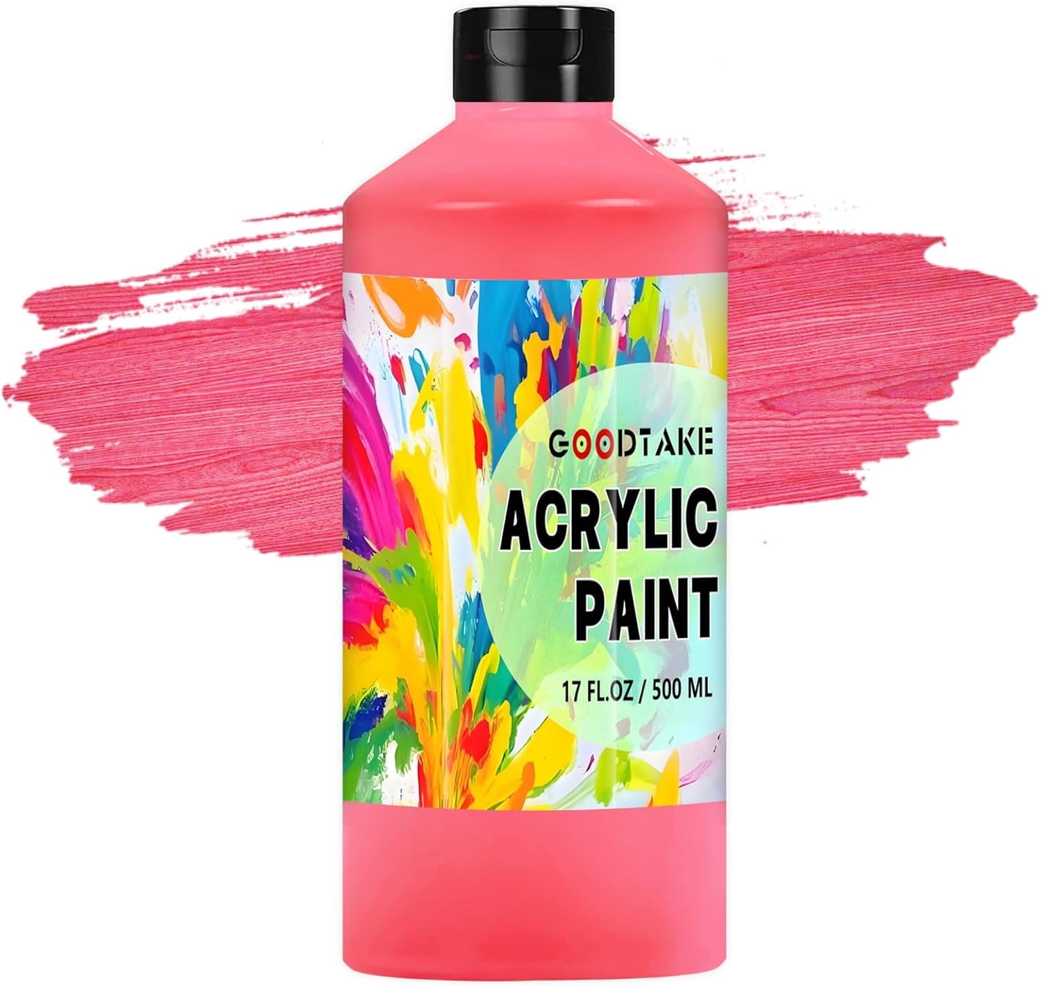 Red Acrylic Paint, Large Bottle 500ml (17 oz) - Vibrant Artist Paint for Canvas, Wood, Fabric, and DIY Crafts - Fast-Drying, Non-Toxic, and Water-Resistant - Perfect for Beginners & Professionals