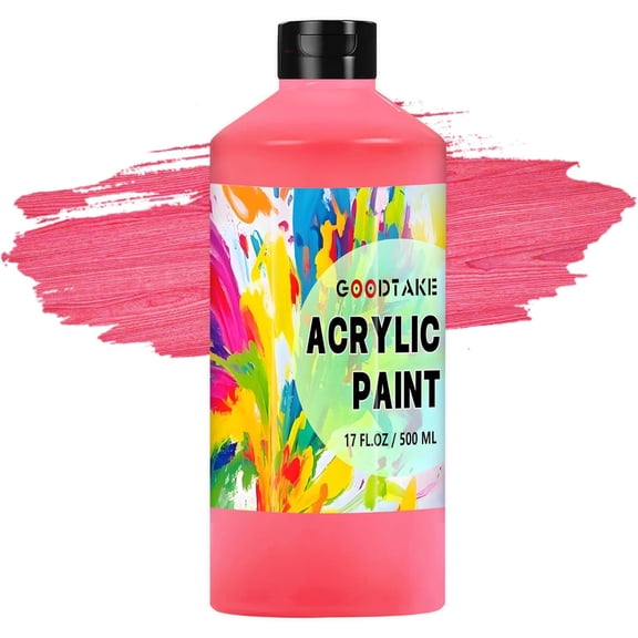 Red Acrylic Paint, Large Bottle 500ml (17 oz) - Vibrant Artist Paint for Canvas, Wood, Fabric, and DIY Crafts - Fast-Drying, Non-Toxic, and Water-Resistant - Perfect for Beginners & Professionals