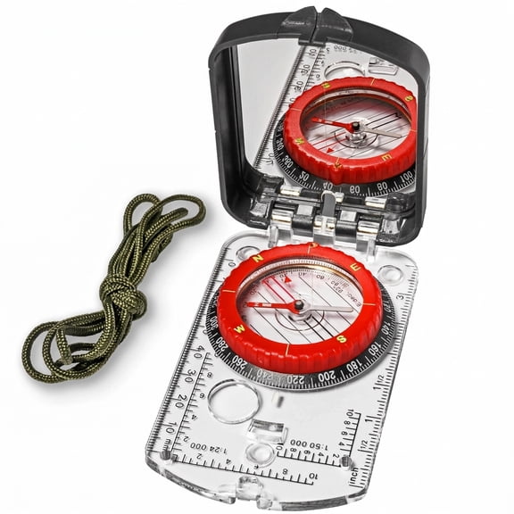 Red Adjustable Declination Orienteering Compass for Hiking Camping and Navigation