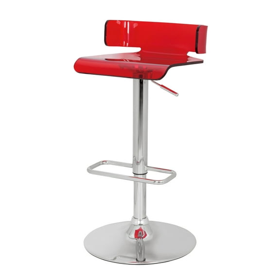 Red Adjustable Swivel Stool - 360 Rotation, Height Adjustable, Metal & Acrylic Bar Stool for Kitchen, Home, Office, Salon Red + Bar Stools