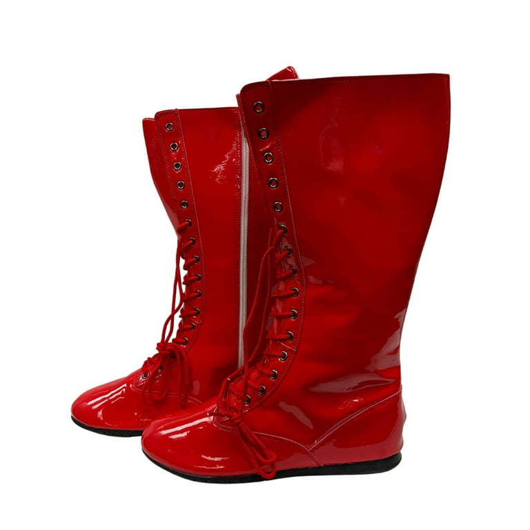 Red Adult Pro Wrestling Boots WWF WWE Hogan Costume Hulk Super